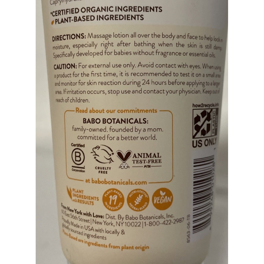 BABO Botanicals Sensitive Baby Fragrance-Free Lotion 8oz EXP 8/2028 NEW & SEALED - Picture 7 of 7